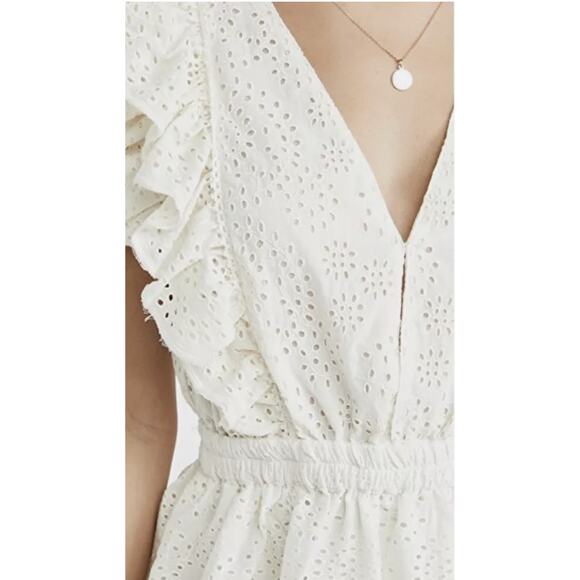 NWT Love The Label Ecru Ruffle Tiered Eyelet Mini Dress - Picture 3 of 10